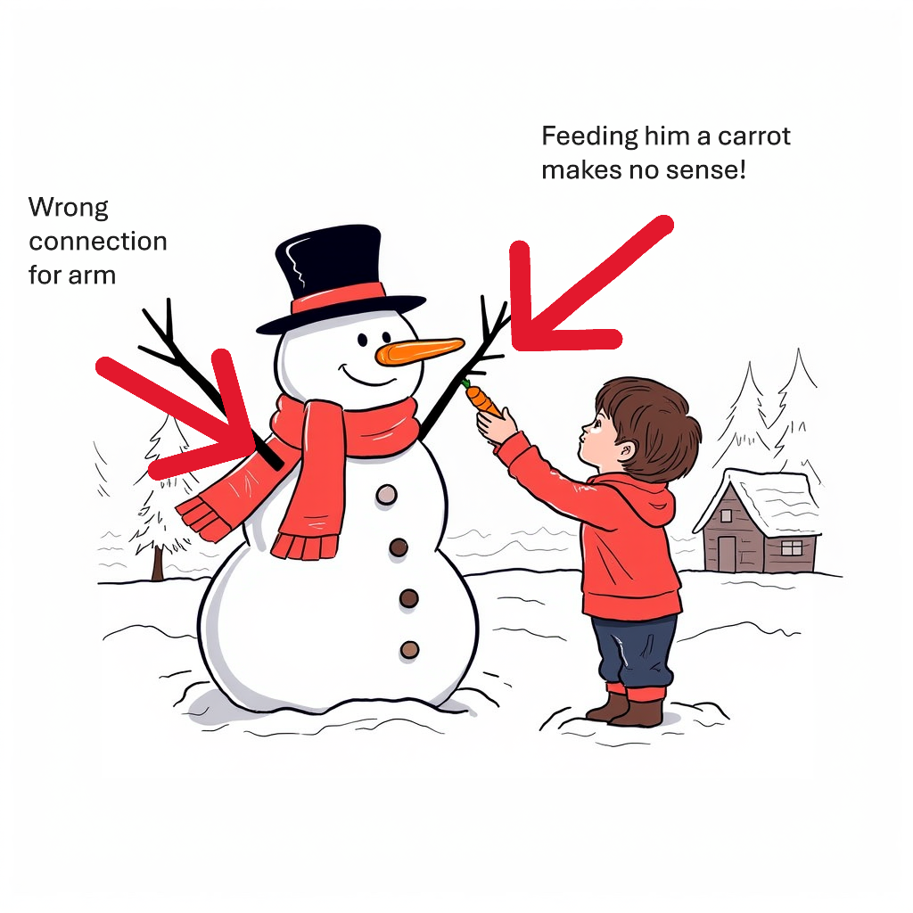 Child building a snowman illustration